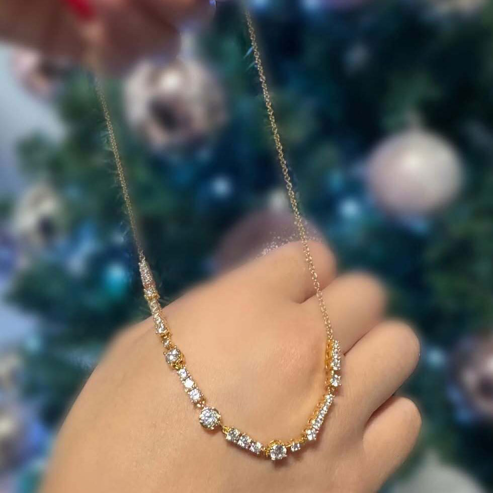 Golden Round Cut White Sapphire Pendant Necklace For Women