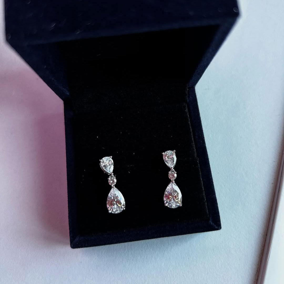 Classic Pear Cut White Sapphire Drop Earrings Wedding Jewelry For Women
