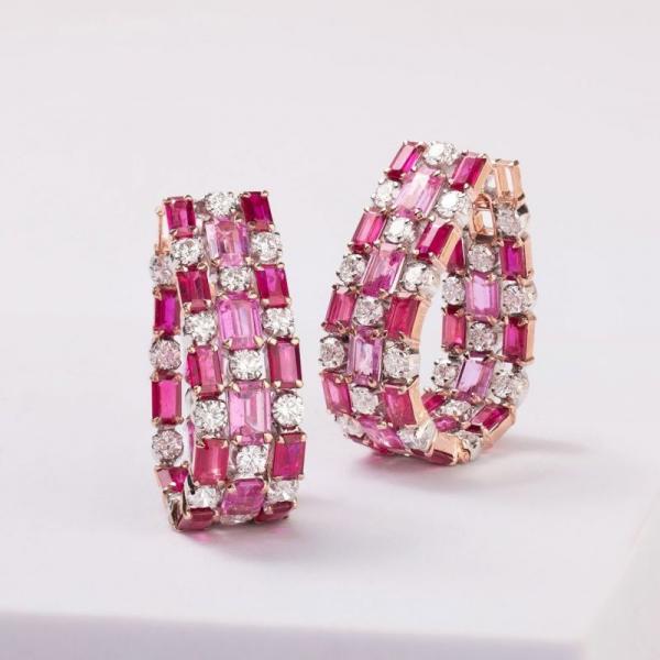 Why Are Pink Sapphire Hoop Earrings More Eye-Catching Than Green or Blue Alternatives?